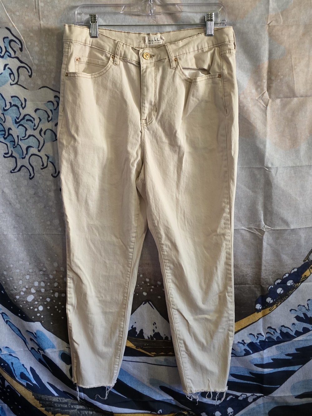 Nicole Miller Women's Slim Straight Jeans in Beige